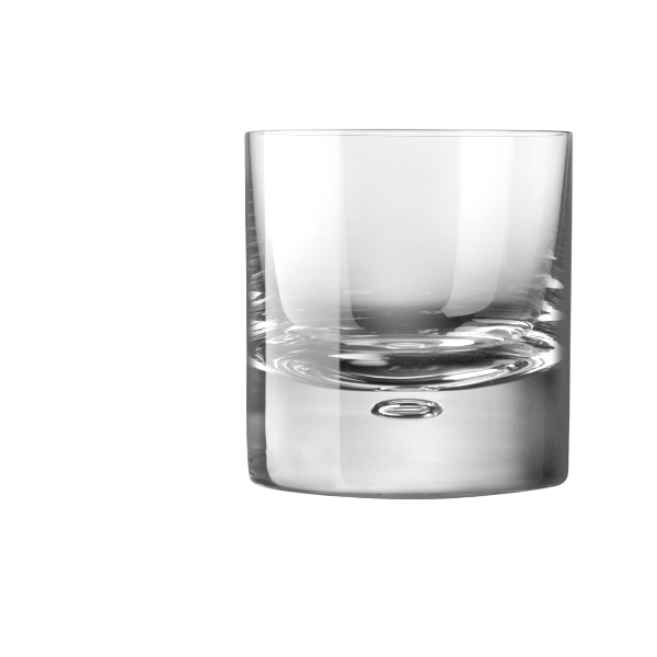Clear tumbler glass with text 'Tumbler Glass' on the side
