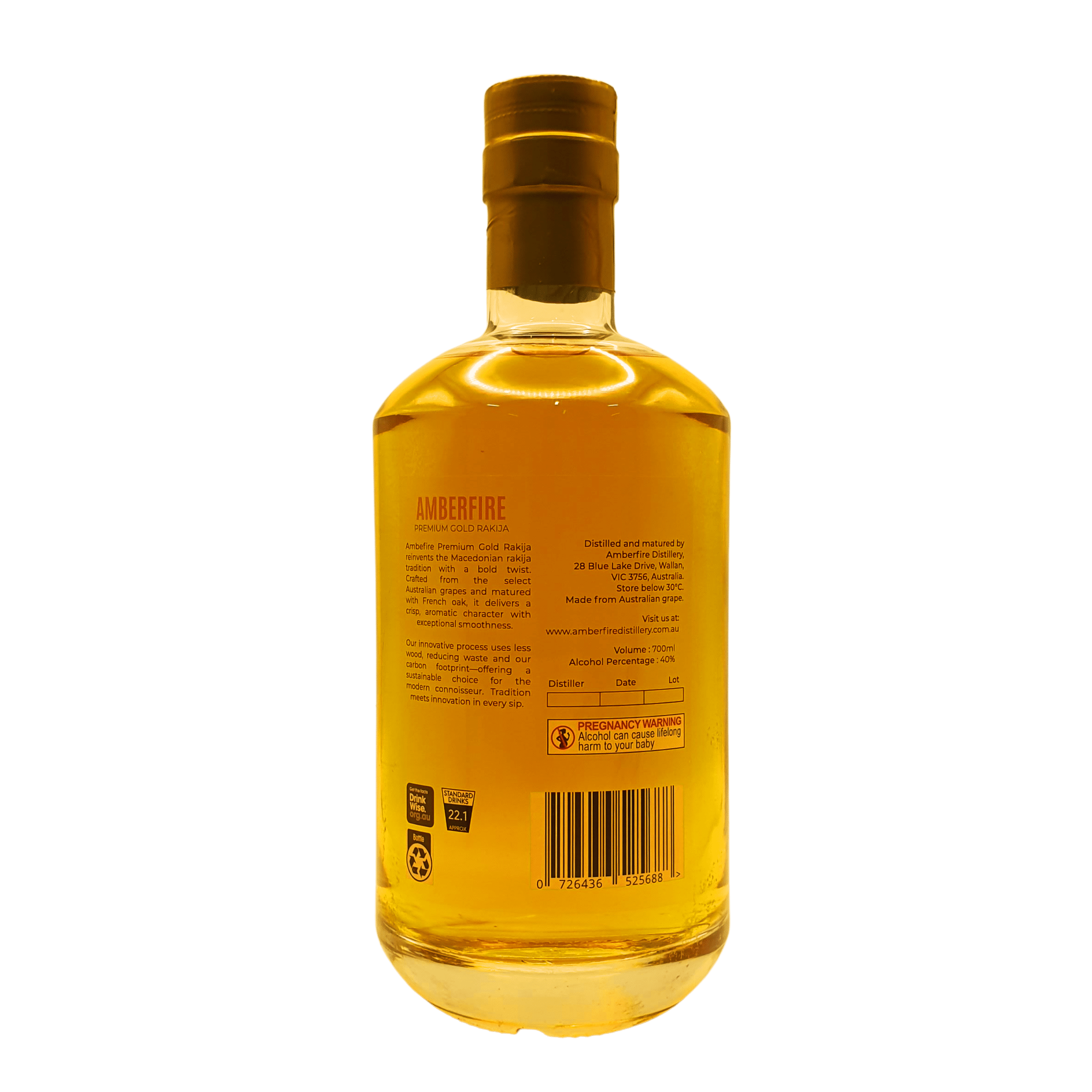 Amberfire Premium Gold Rakija-Back