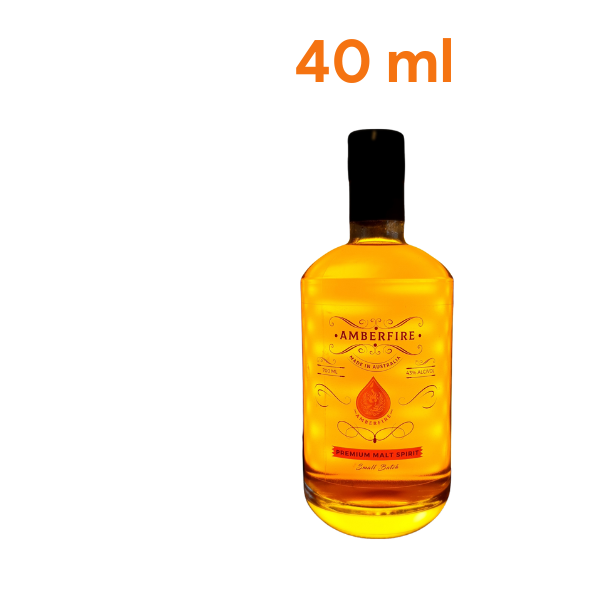 Amberfire Malt 40 ml bottle with label "Premium Malt Spirit"