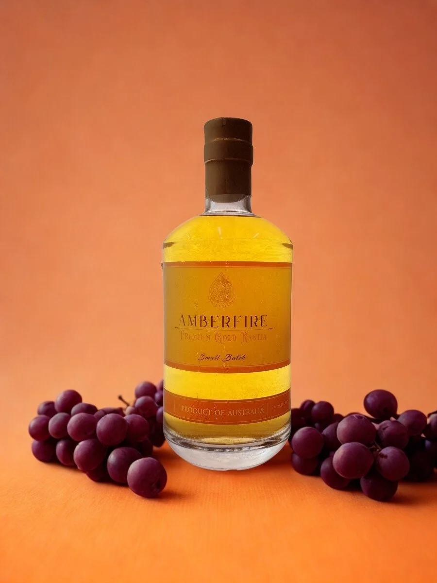 Amberfire-Premium-Gold-Rakija-and-Grapes