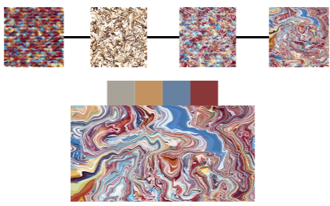 Collection of colorful abstract patterns and textures with various swirls and linear designs.