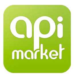 Logo vert avec le texte "api market" en noir.