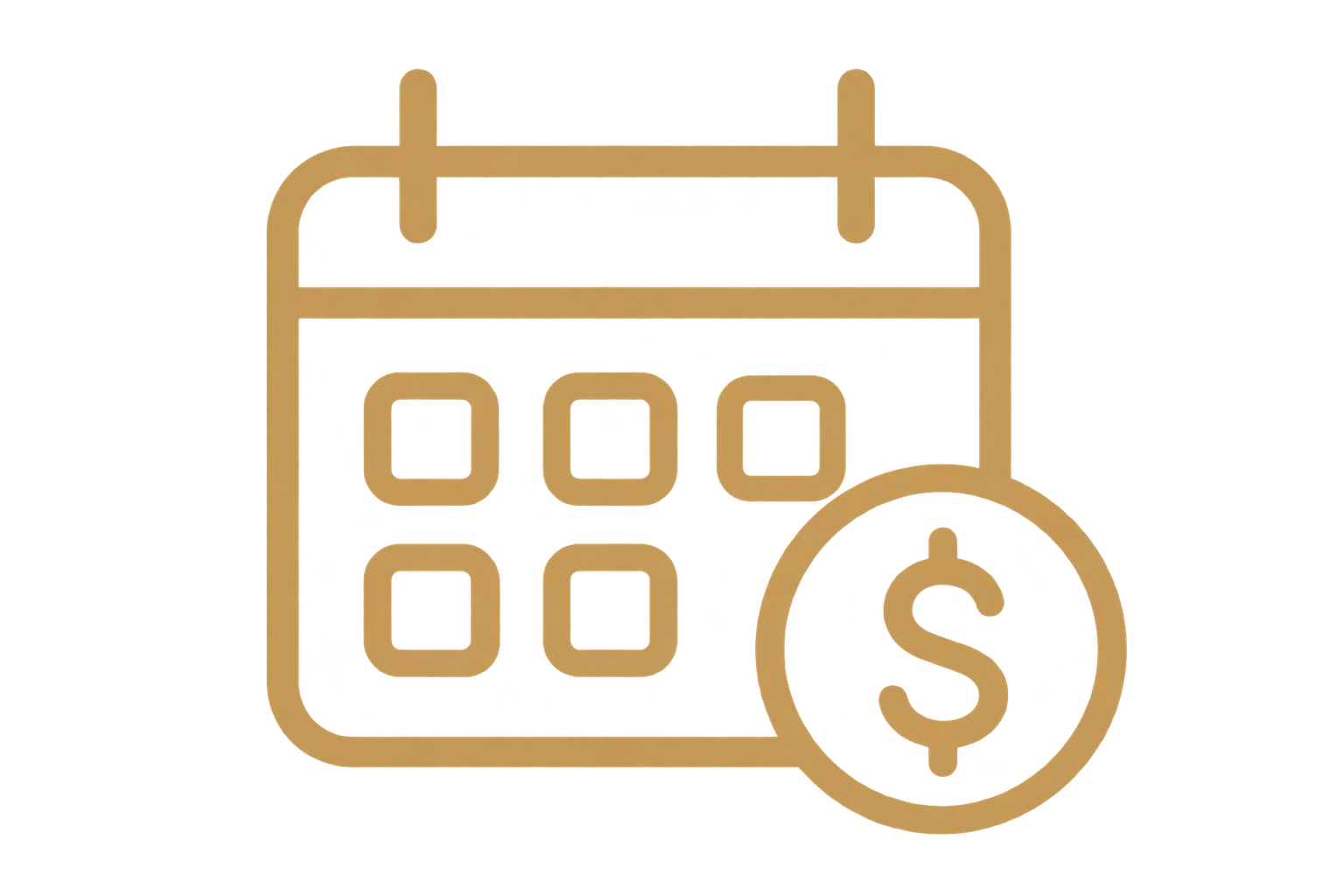 An illustration of a calendar with a large dollar sign overlay, representing financial planning or budgeting.