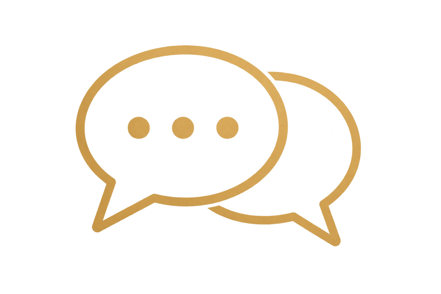 Gold speech bubble icon with a robot face inside representing chatbot or AI conversation.