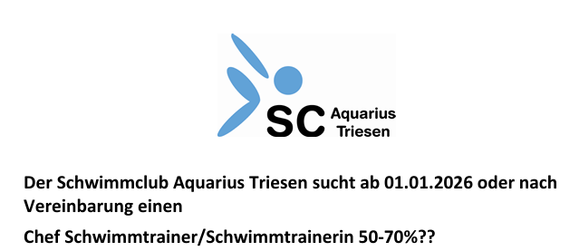 Der Scat sucht ab 01.01.2026 oder nach Vereinbarung einen Chef Schwimmtrainer/Schwimmtrainerin 50-70%