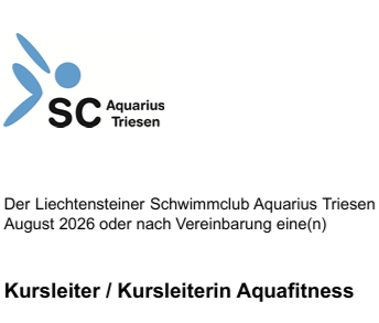 Kursleiter / Kursleiterin Aquafitness gesucht