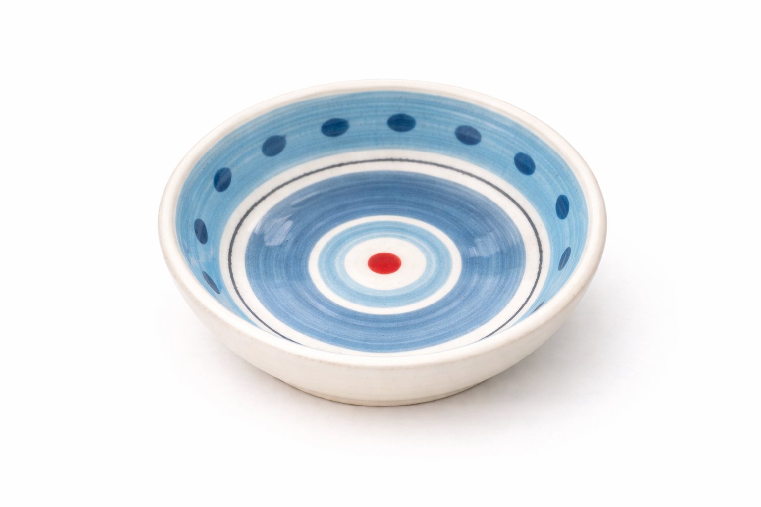 Coupelle graphique en céramique peinte à la main, motifs circulaires