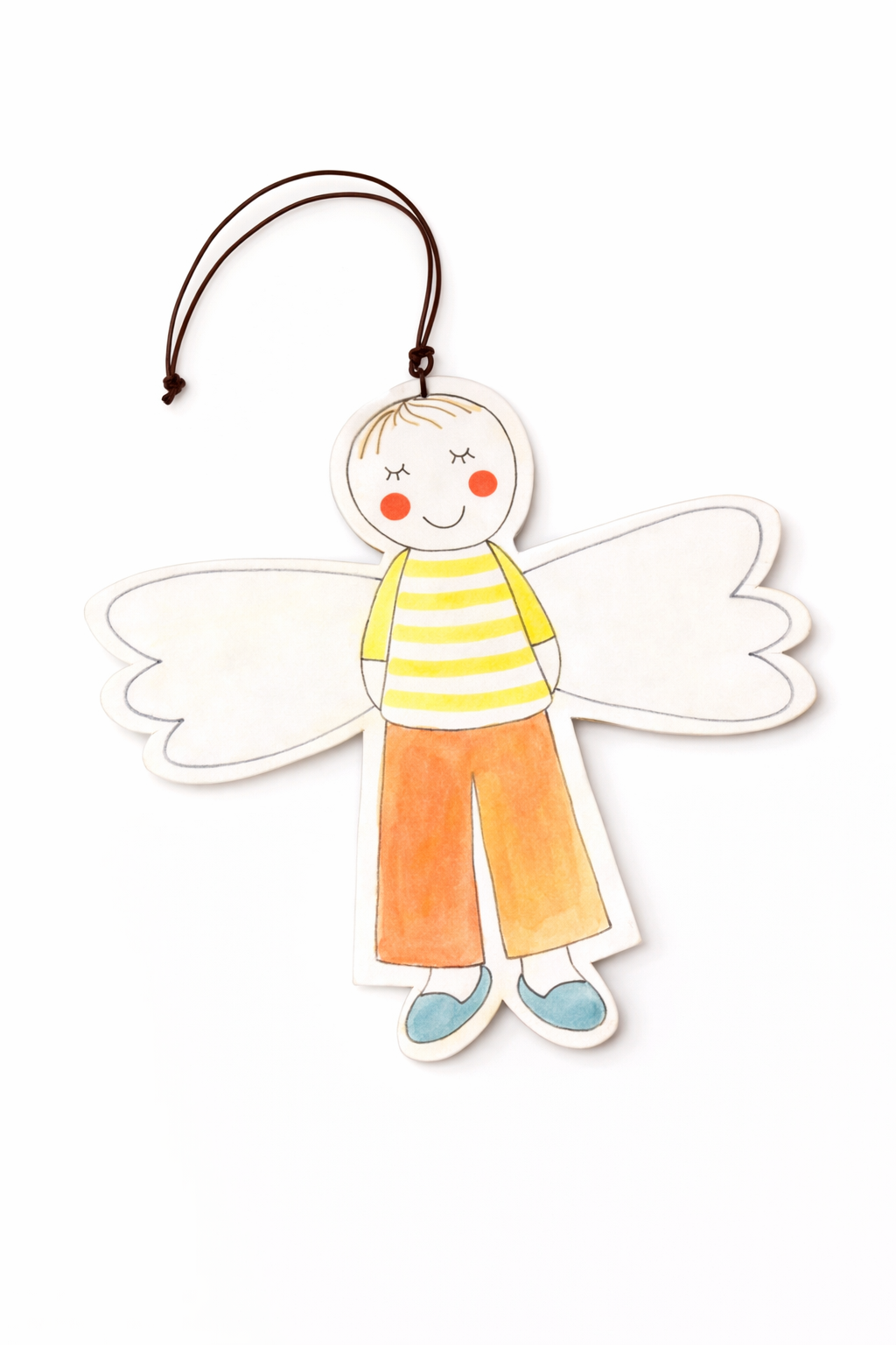 Ange en céramique artisanale, symbole de Première Communion