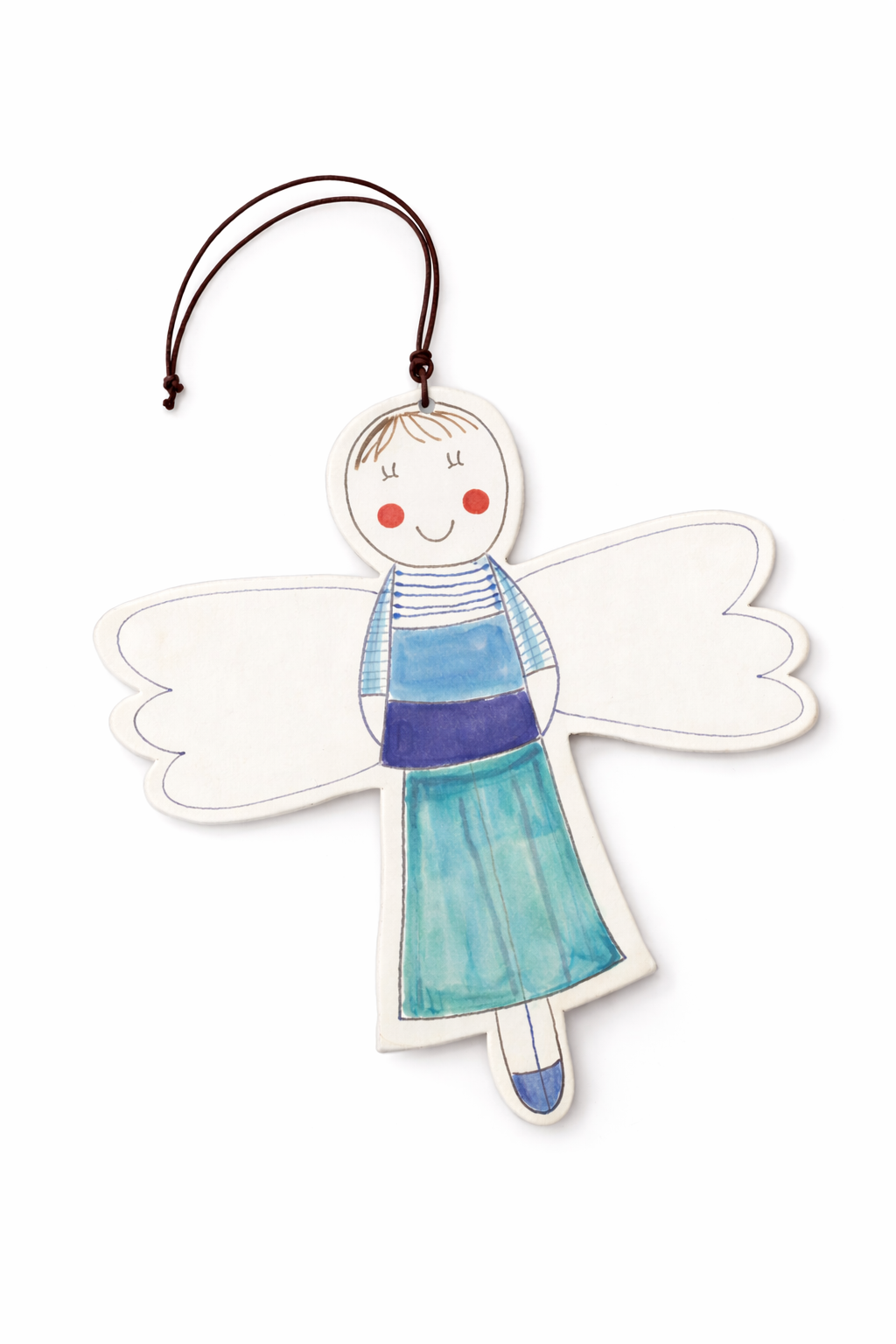 Ange en céramique peint à la main, décoration religieuse enfant