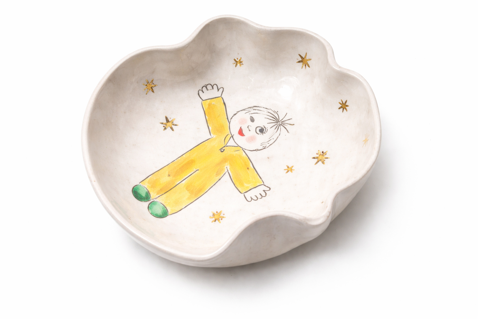 Coupelle en céramique ange jaune, pièce unique artisanale