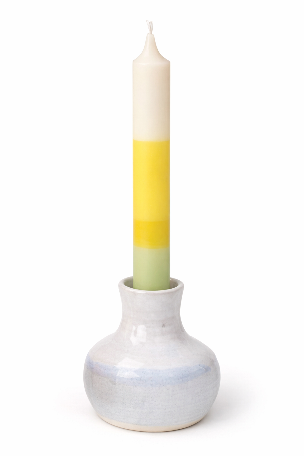 Bougeoir en céramique peint à la main, dégradé blanc
