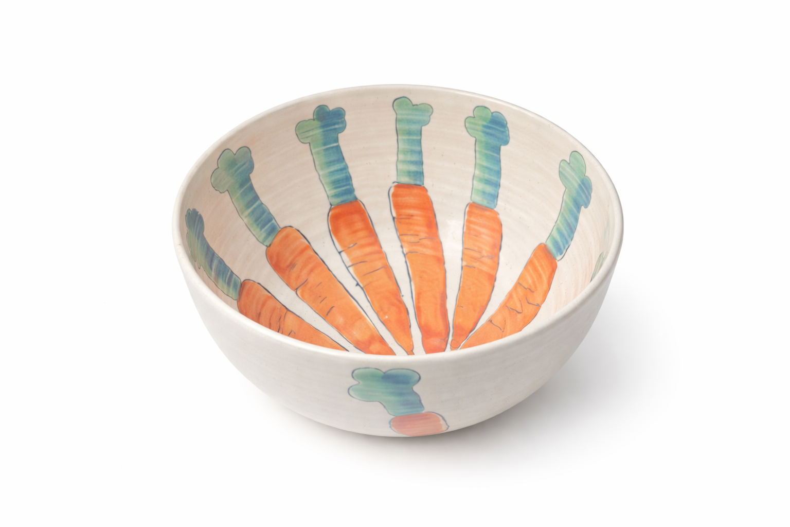 Bol en céramique peint à la main, motif carottes, collection Jardin