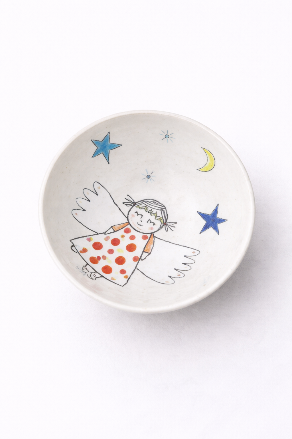 Coupelle en céramique ange et lune, décoration religieuse enfant