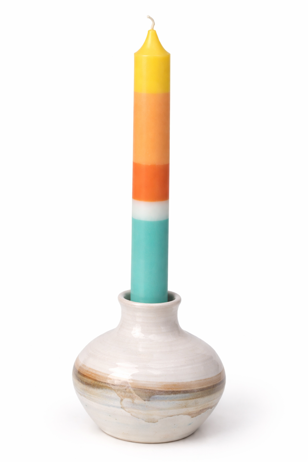 Bougeoir en céramique peint à la main, décor coloré