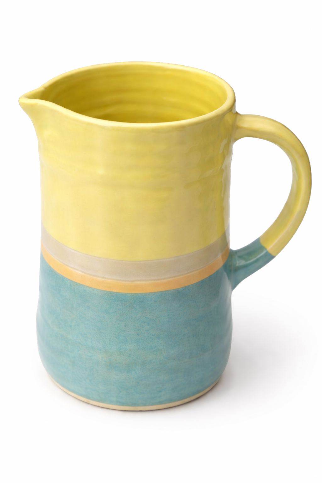 Pichet en céramique peint à la main, couleur jaune, fait main à Paris