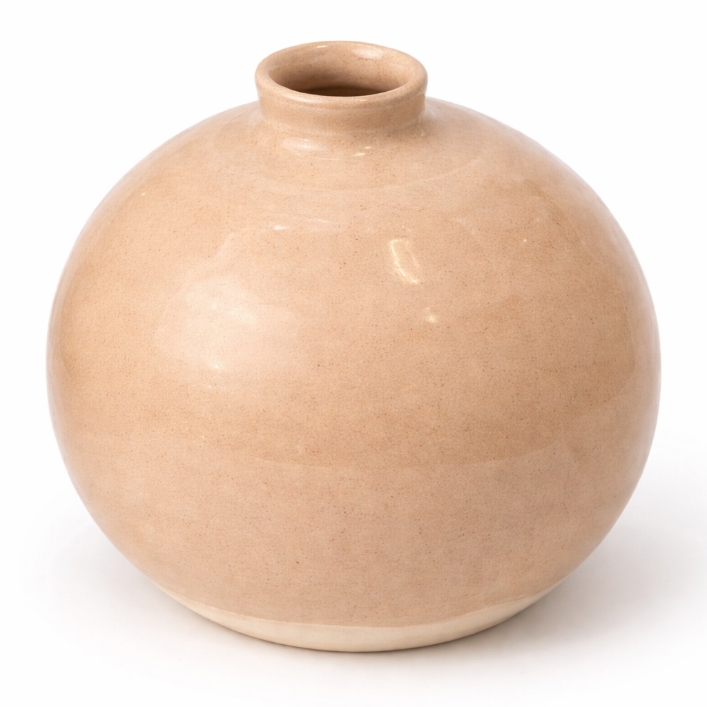 Vase boule en céramique couleur terre, fait main