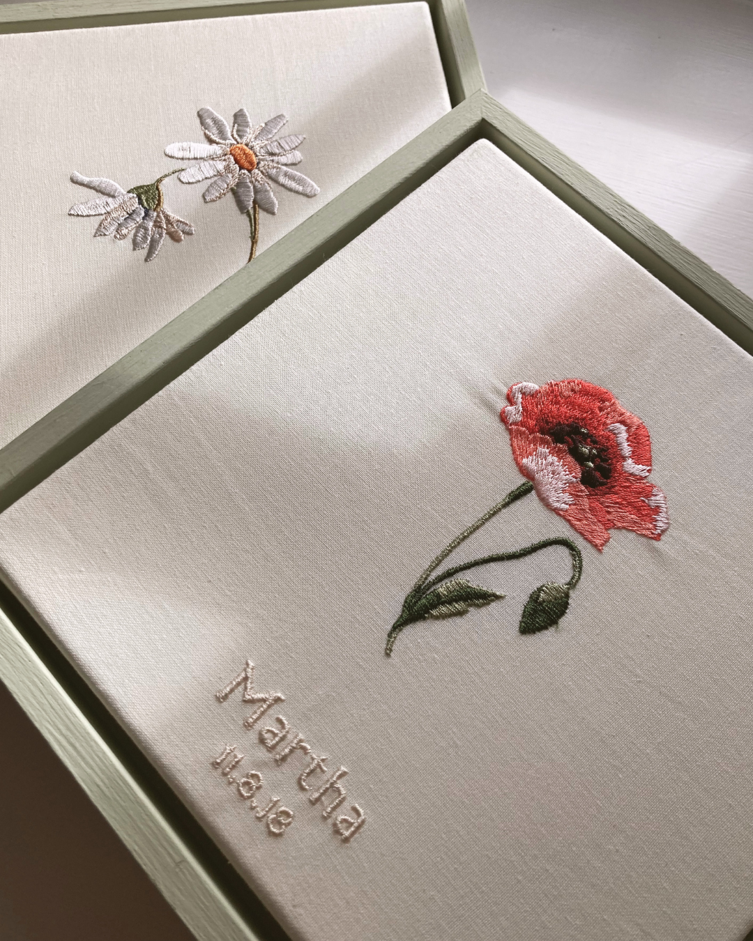 Personalised Birth Flower Embroidered Canvas