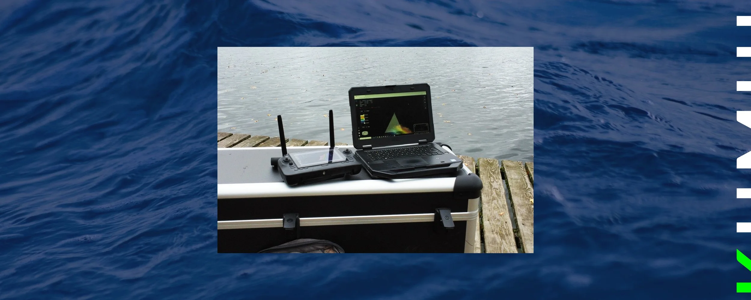 Control interface and advanced sensor systems on the Caiman uncrewed surface vessel, showcasing intuitive operation and real-time data display.