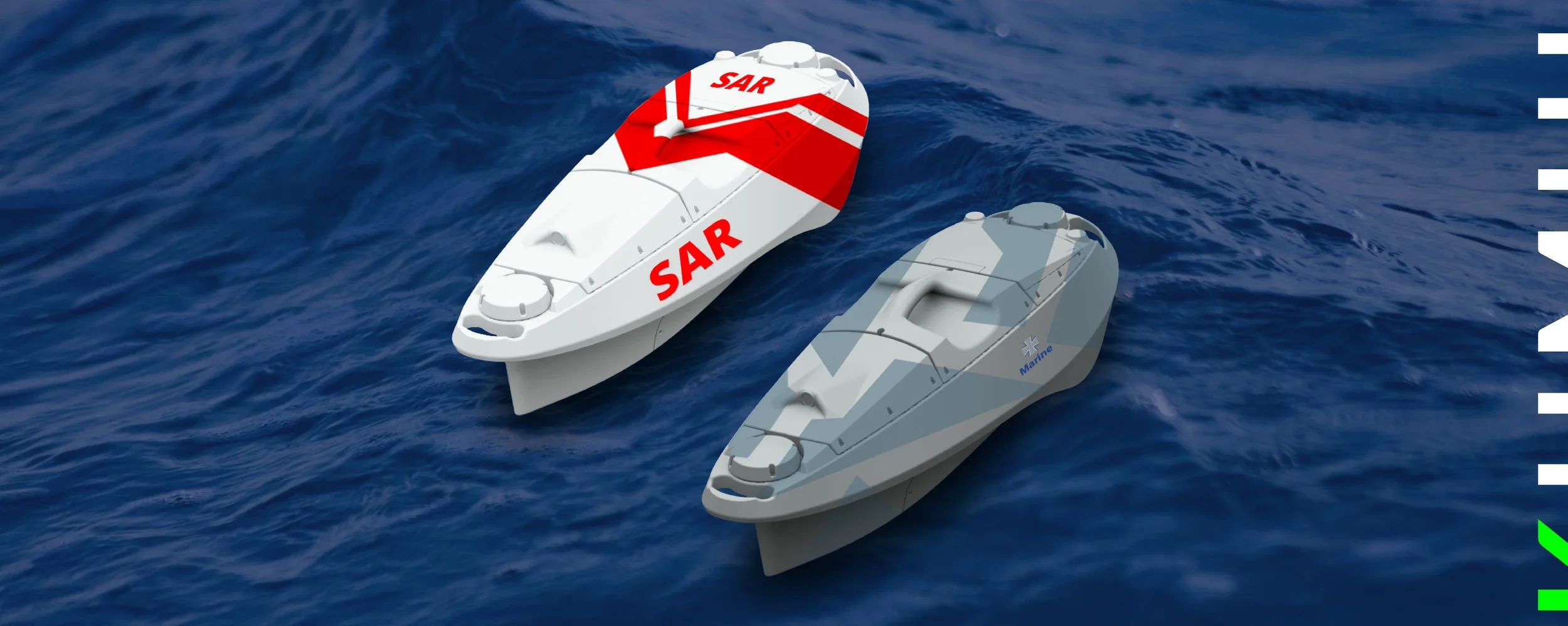 Caiman mobile rugged uncrewed surface vessel (MR-USV) for maritime survey and reconnaissance. Compact, robust and designed for professional use in police, military, and disaster response.