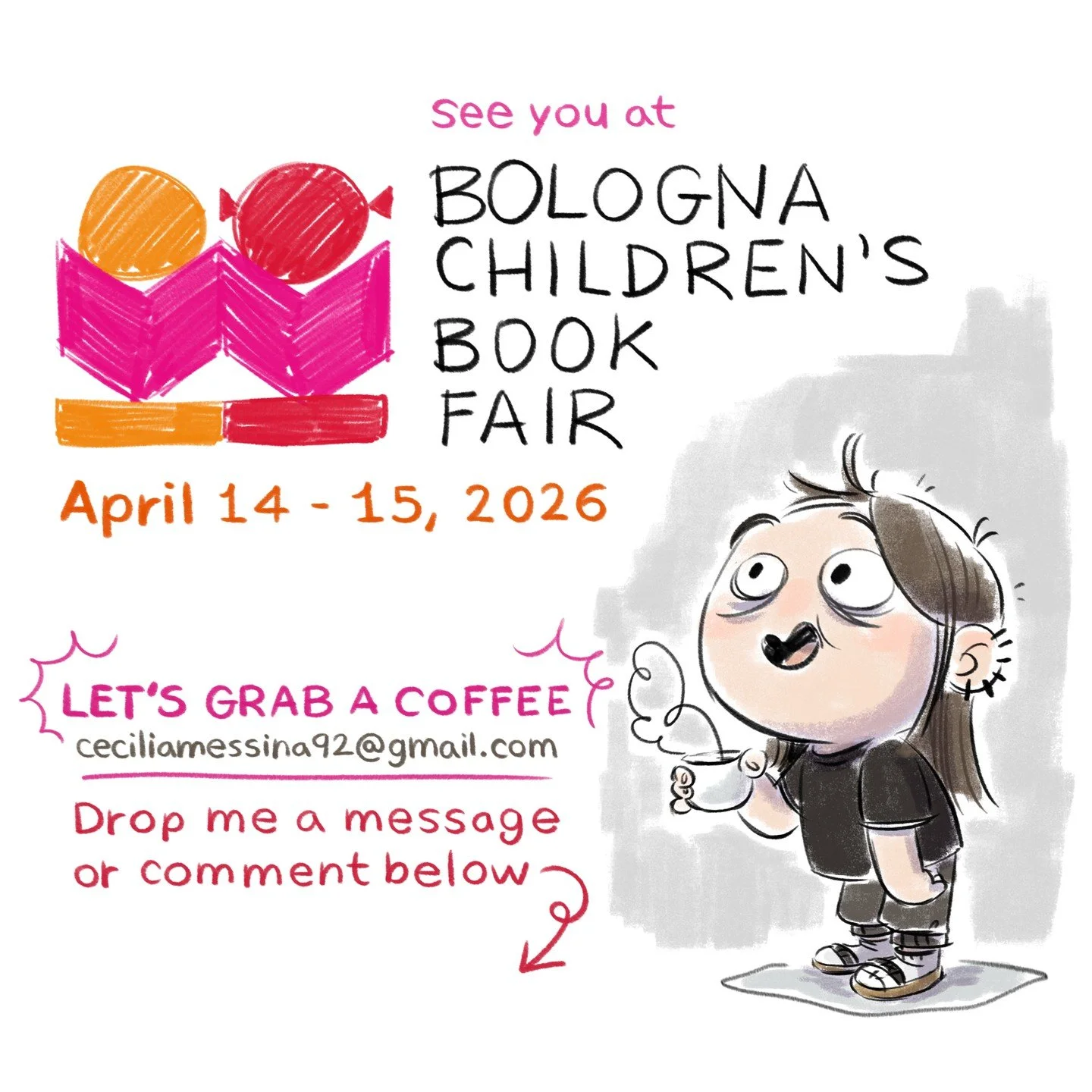 Hi everyone! I'll be at the @bolognachildrensbookfair this year on the 14th and 15th of April! 

It would be wonderful to meet you all. Drop me a message below!

#bcbf2026 #bolognabookfair #illustration #childrensbook