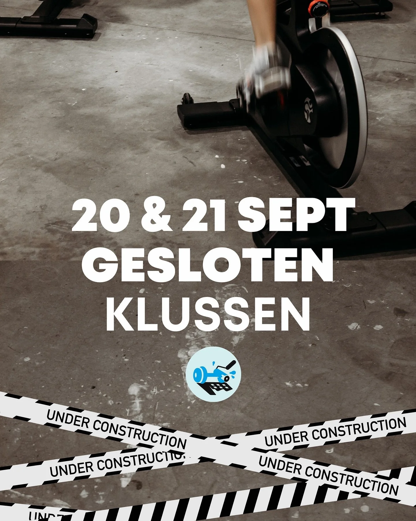 Let op: gesloten op 20 &amp; 21 september 🚧

In het weekend van zaterdag 20 en zondag 21 september is het sportcentrum gesloten.
We gaan dan samen met het team flink klussen om de gym een frisse, nieuwe uitstraling te geven. 🎨💪
Ook zullen we aan d