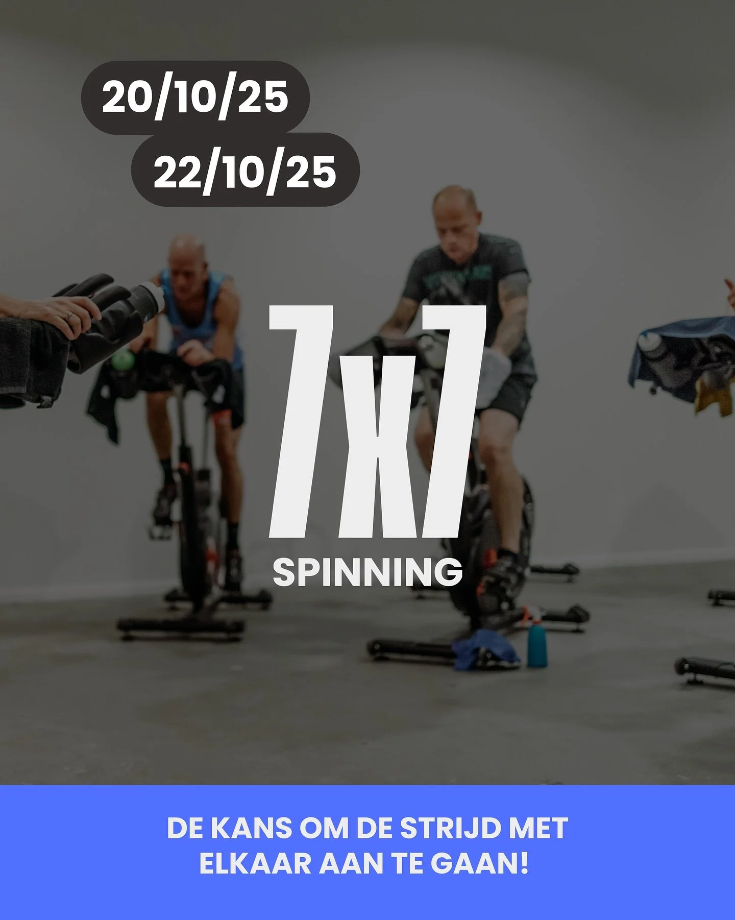 7 JAAR = 7 CHALLENGES 💪
Doe op maandag 20 en woensdag 22 oktober mee met de speciale 7&times;7 SPINNINGLES: 7 uitdagingen, 7 rondes, 7 kansen om jezelf (en elkaar) te verslaan.

🚴&zwj;♀️ Dit is h&eacute;t moment om de strijd met elkaar aan te gaan.