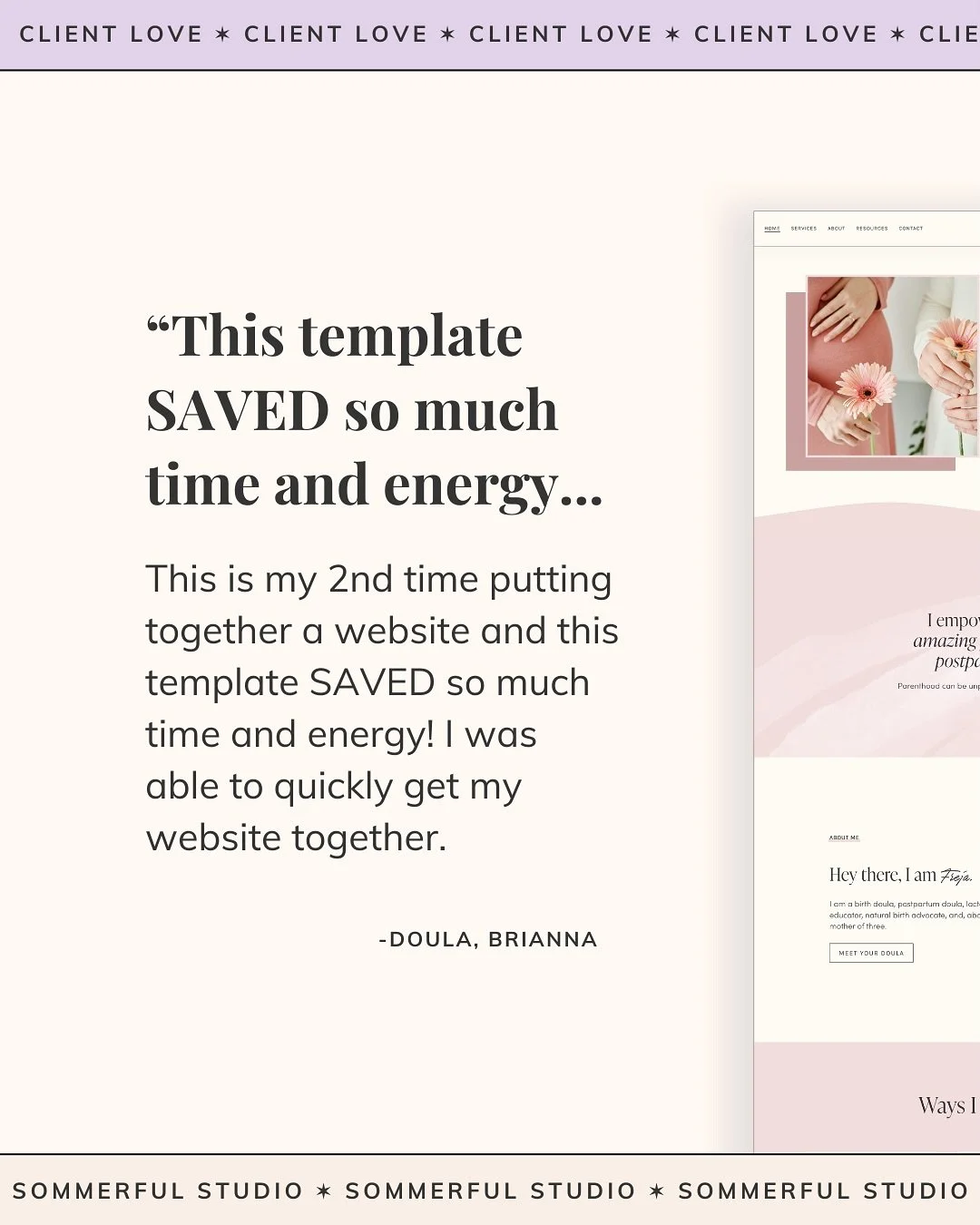 Love hearing how my templates help amazing business owners like Brianna create their dream websites with ease.👩&zwj;💻 

Thinking about your own website? Start with a template designed to save time and stress. 💜 

👉 Link in bio.
.
.
.
.
#doula #we