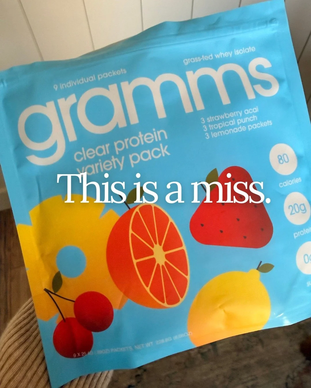 Rating: MISS

If you chug it down like beer at a frat party, you won&rsquo;t notice the stevia taste. 🍻😅

What I Expected (the promise):
@gramms promised delicious flavor, five ingredients, clear protein, no junk, gut-friendly, and no chalky or gri