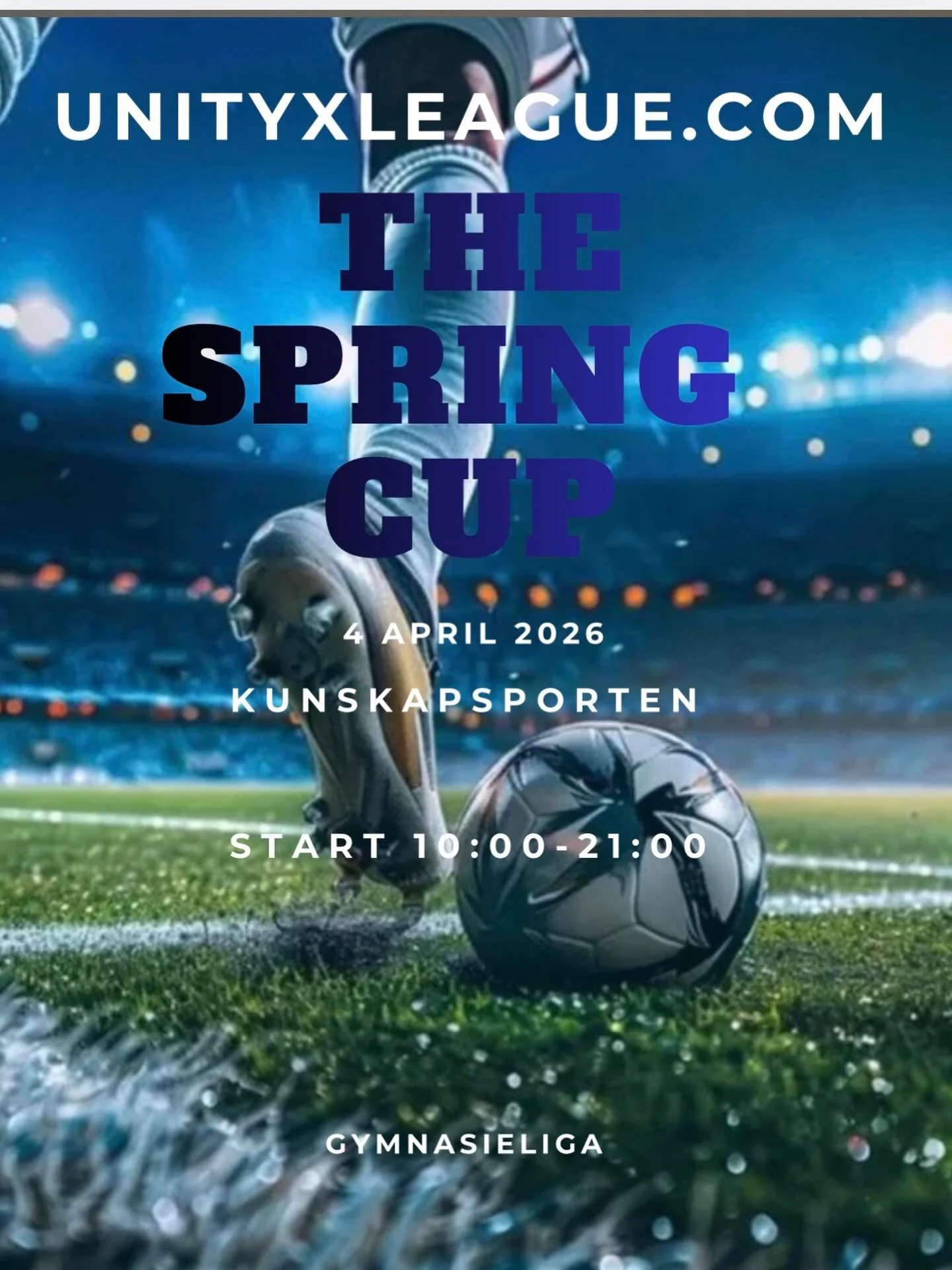 🏆 THE SPRING CUP 2026 🏆

Det &auml;r dags att samla laget och visa vad ni g&aring;r f&ouml;r 💪
Den 4 april sm&auml;ller det &ndash; en heldag fylld av matcher, energi och maxad st&auml;mning!

📍 Kunskapsporten
⏰ 10:00&ndash;21:00
👥 Gymnasieliga
