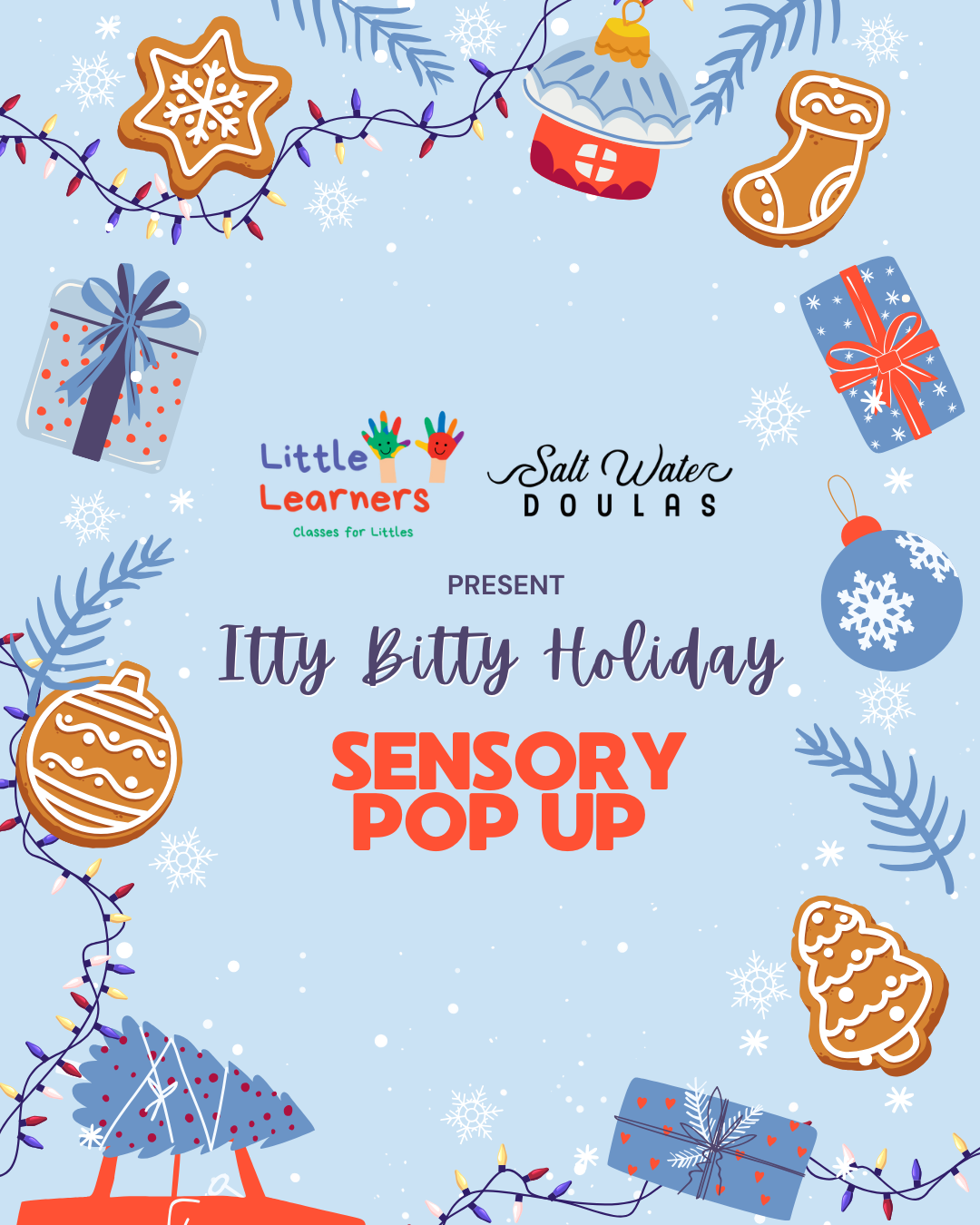 Baby surrounded by flowers and class description