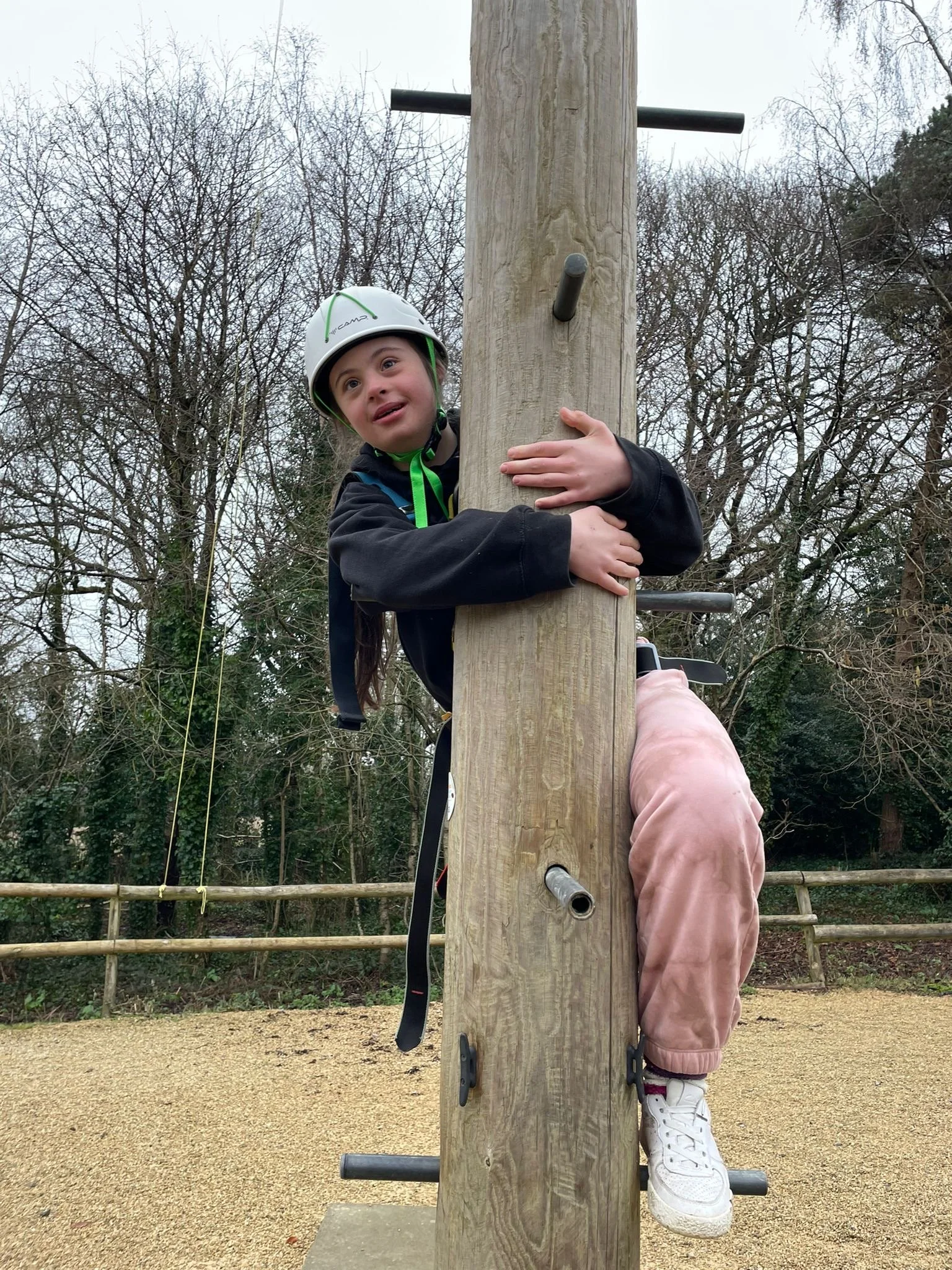 On a school trip learning to climb!