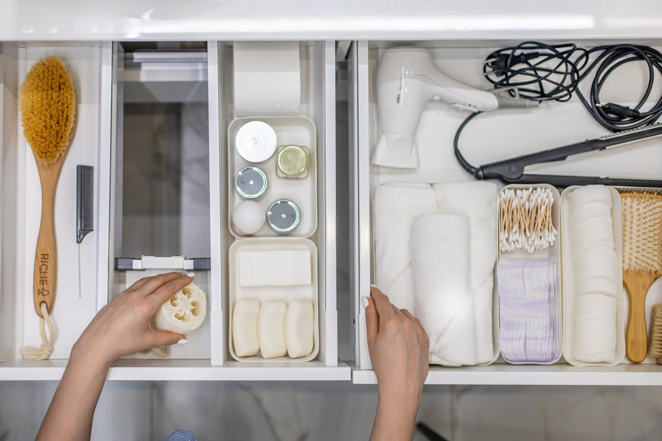 Woman organising a drawer