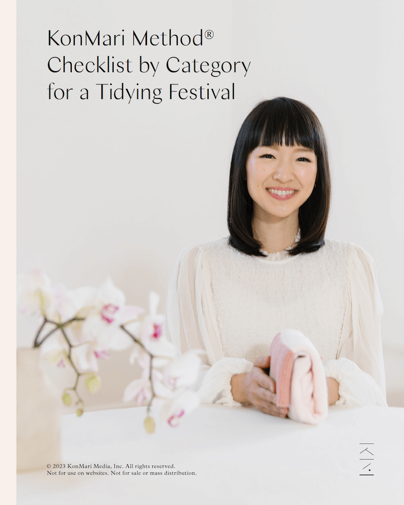 Front cover page of the official KonMari Checklist for a Tidying Festival.
