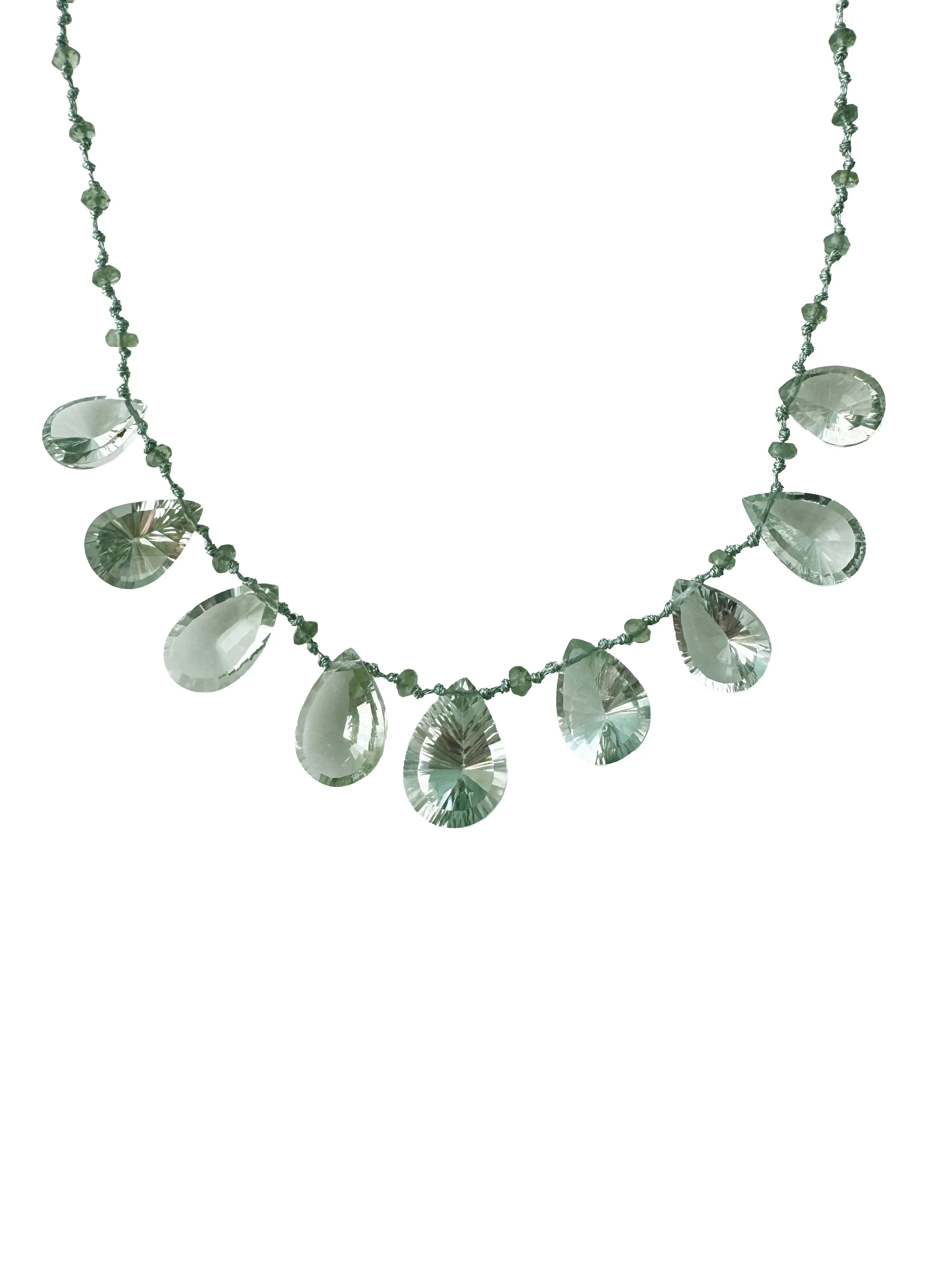 Cristalito Green Amethyst & Apatite Knotted Necklace