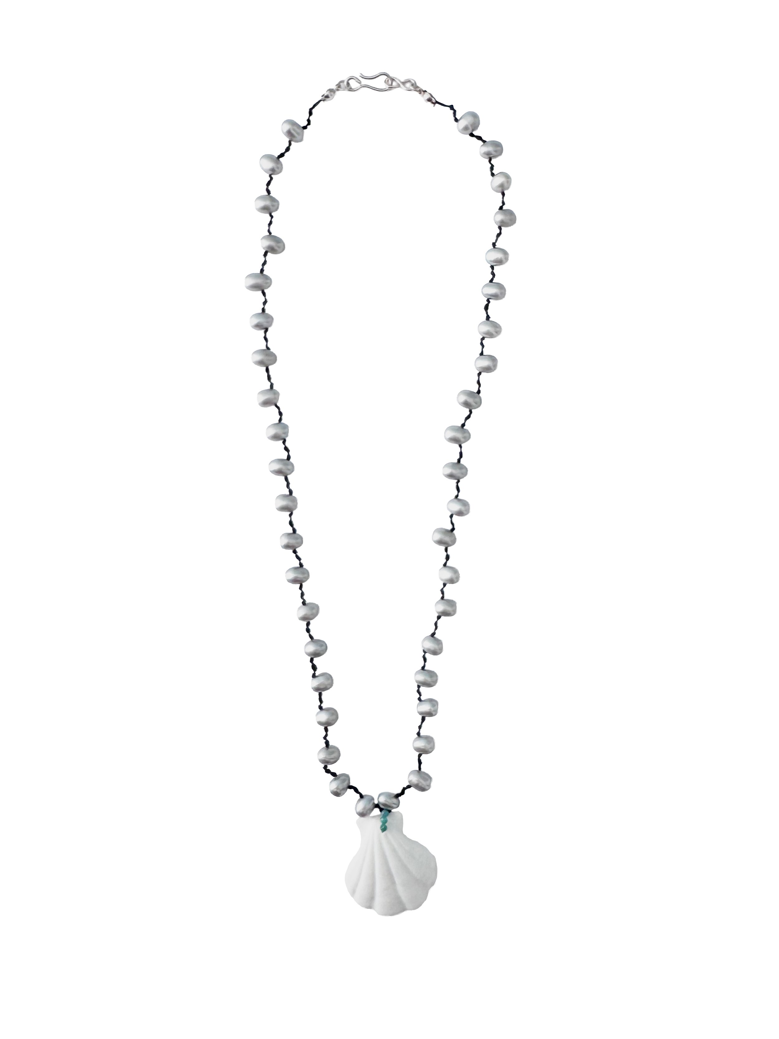 Shell Souvenir Pearl Necklace with black thread. 1.jpg