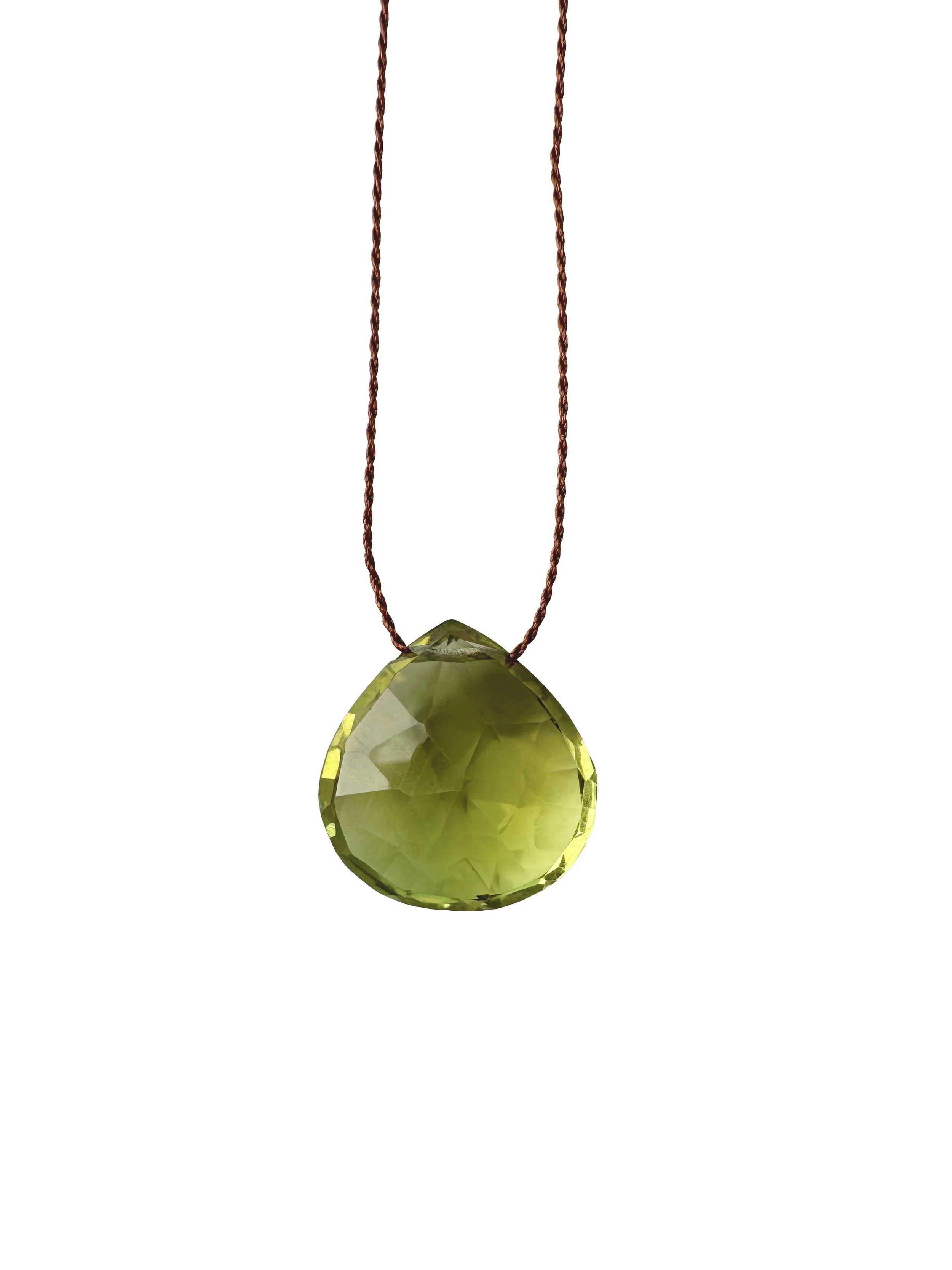 Lemon quartz Pendant on silk thread
