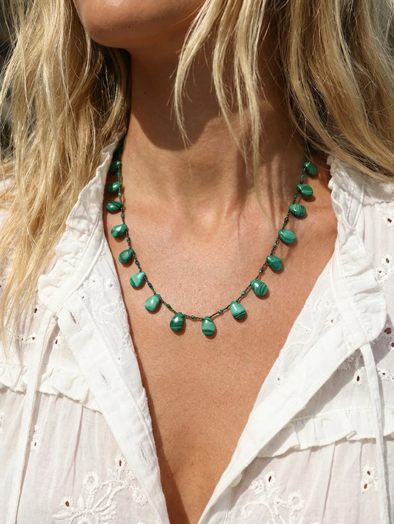 Malachite knotted necklace