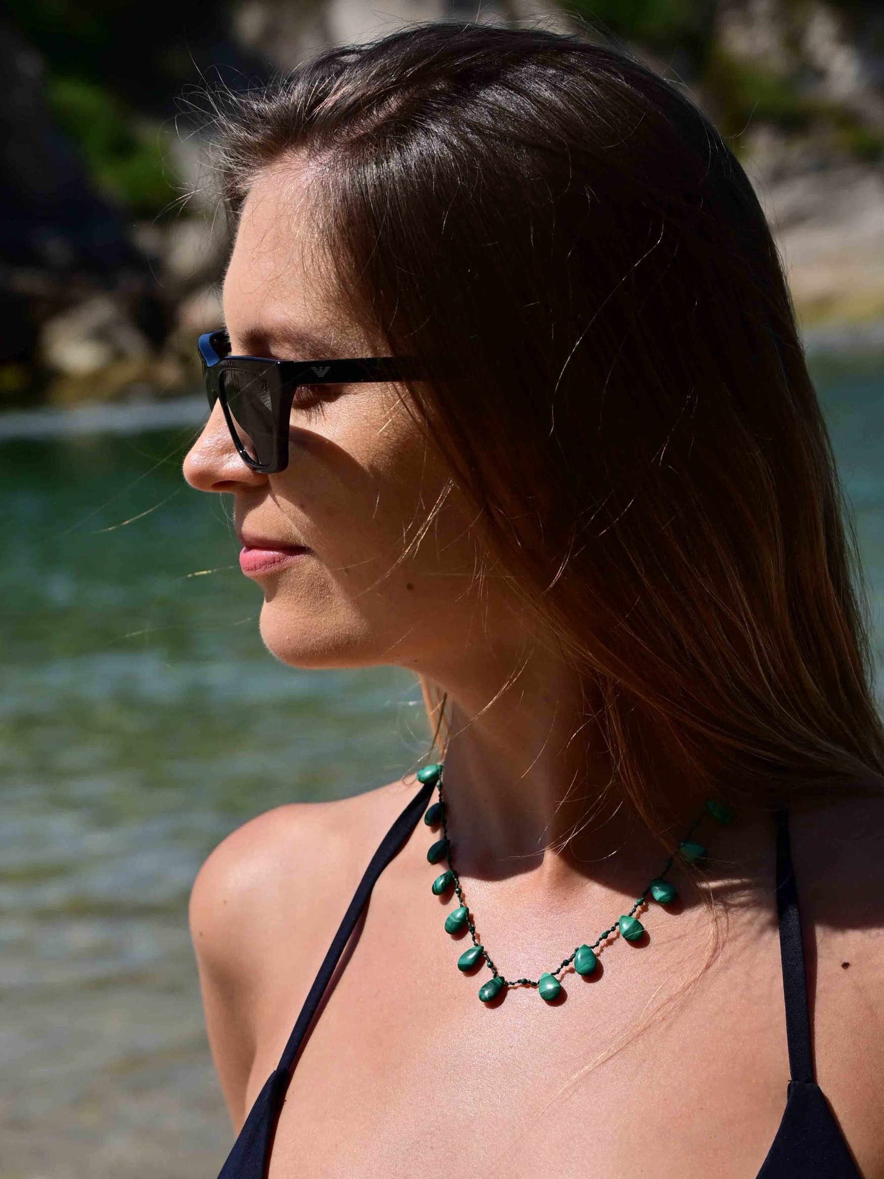 Jamaica Malachite knotted necklace