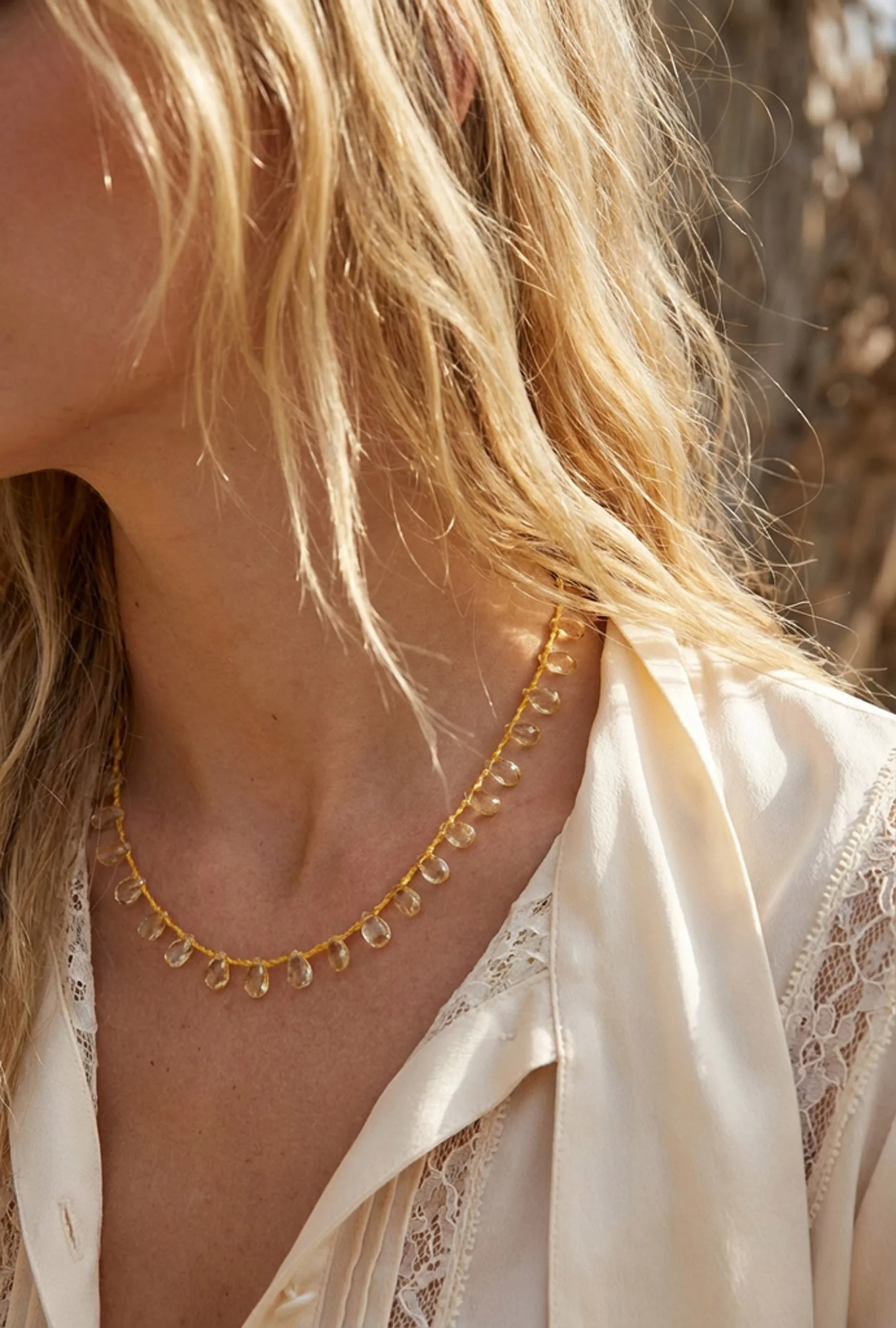 Margarita Knotted Citrine yellow  necklace