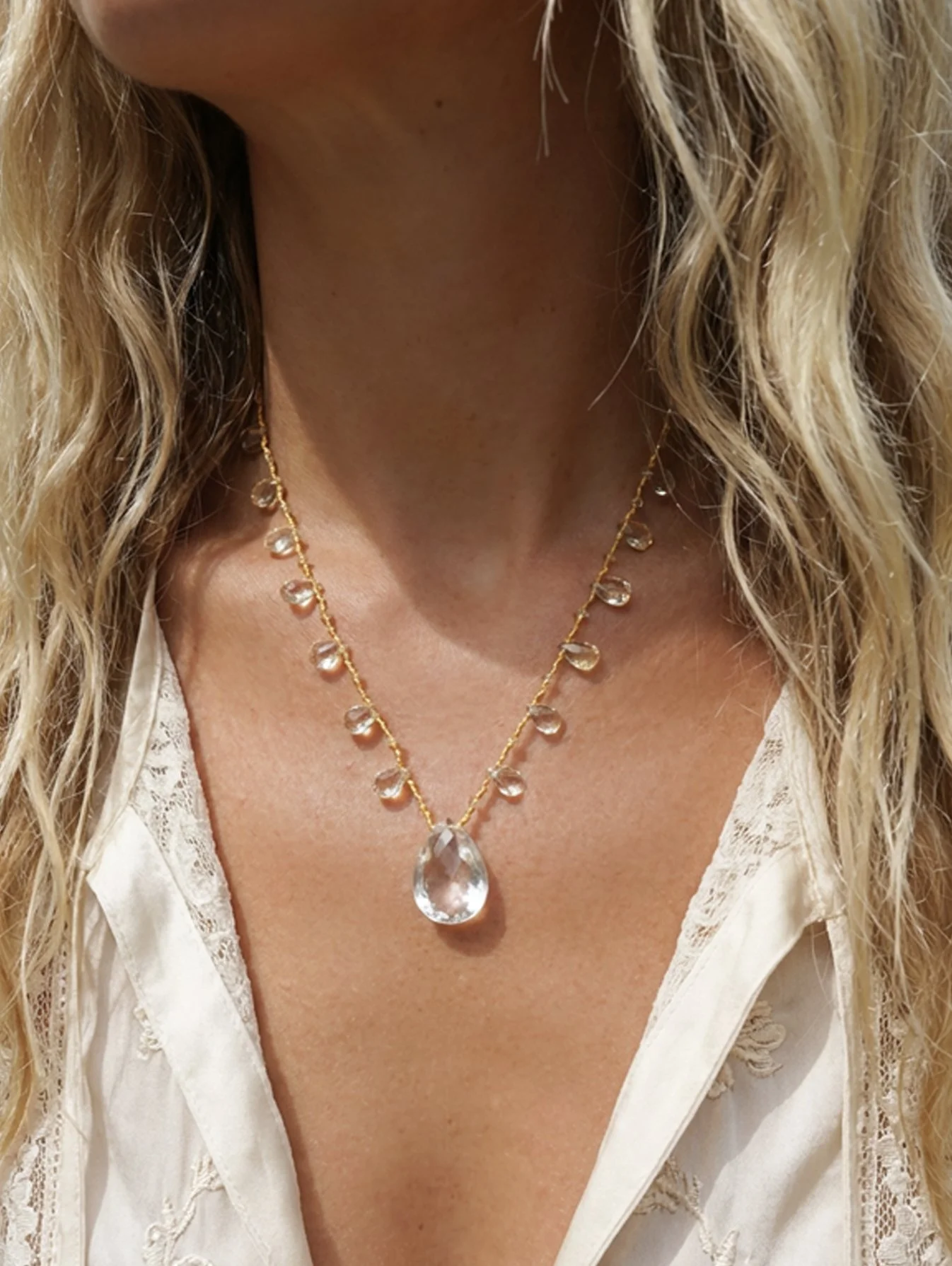 Piedra Grande Margarita Knotted Citrine yellow  necklace