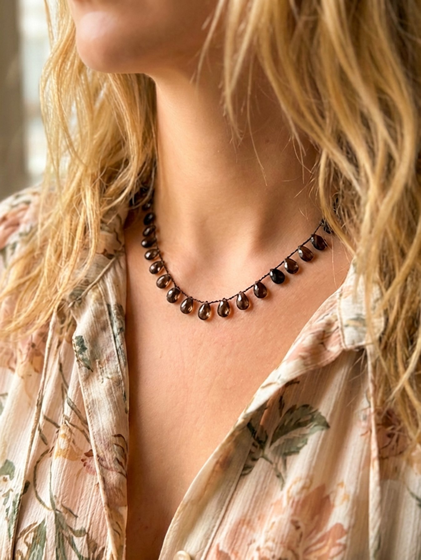 Caribbean Mocha Knotted smoky quartz necklace  2 copia1.jpg