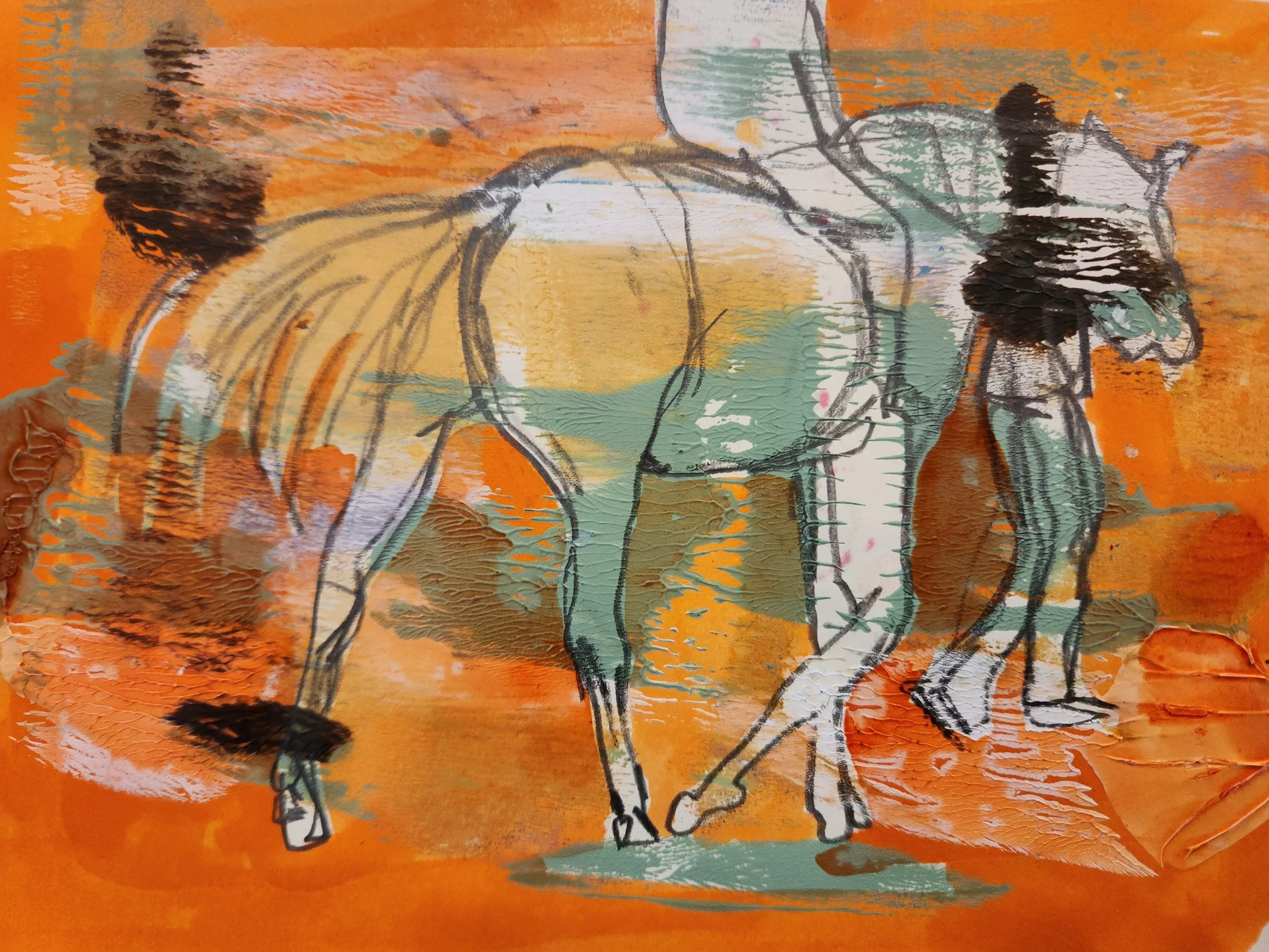 Horse rider ink mixed media saskatchewan art.jpg