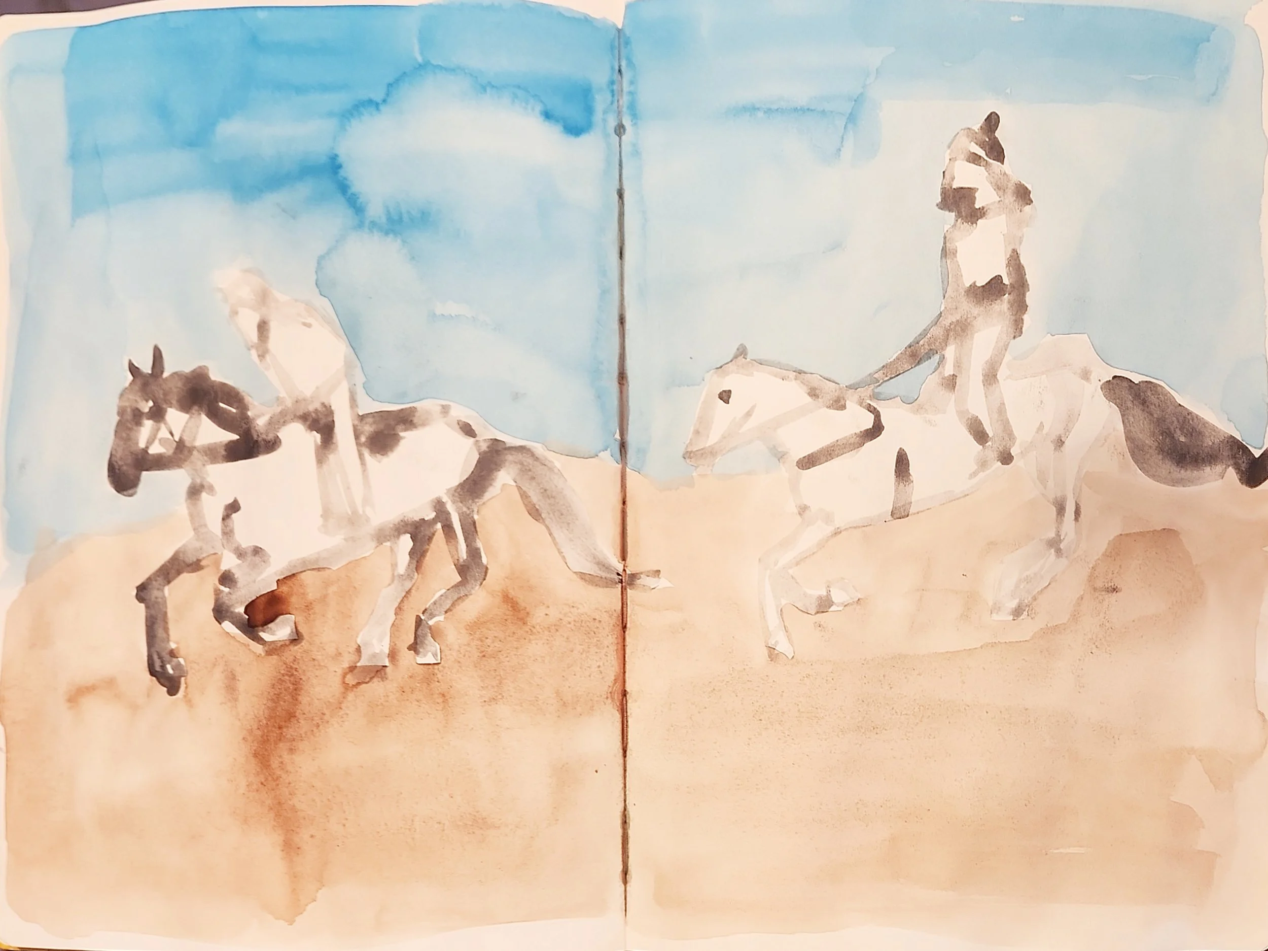 Chuckwagons watercolour graphite sketches art.jpg
