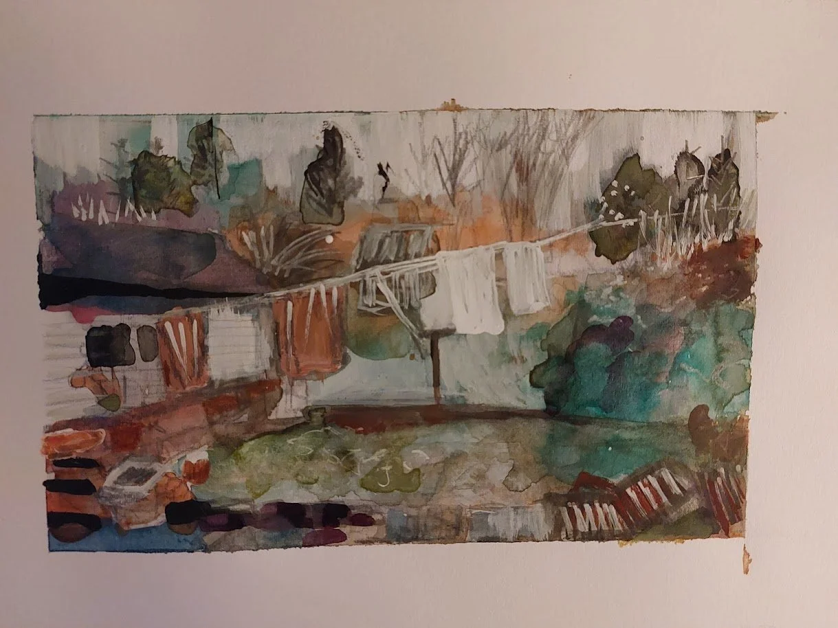 Back garden loose expressive impressionistic painting landscape northumberland.jpg