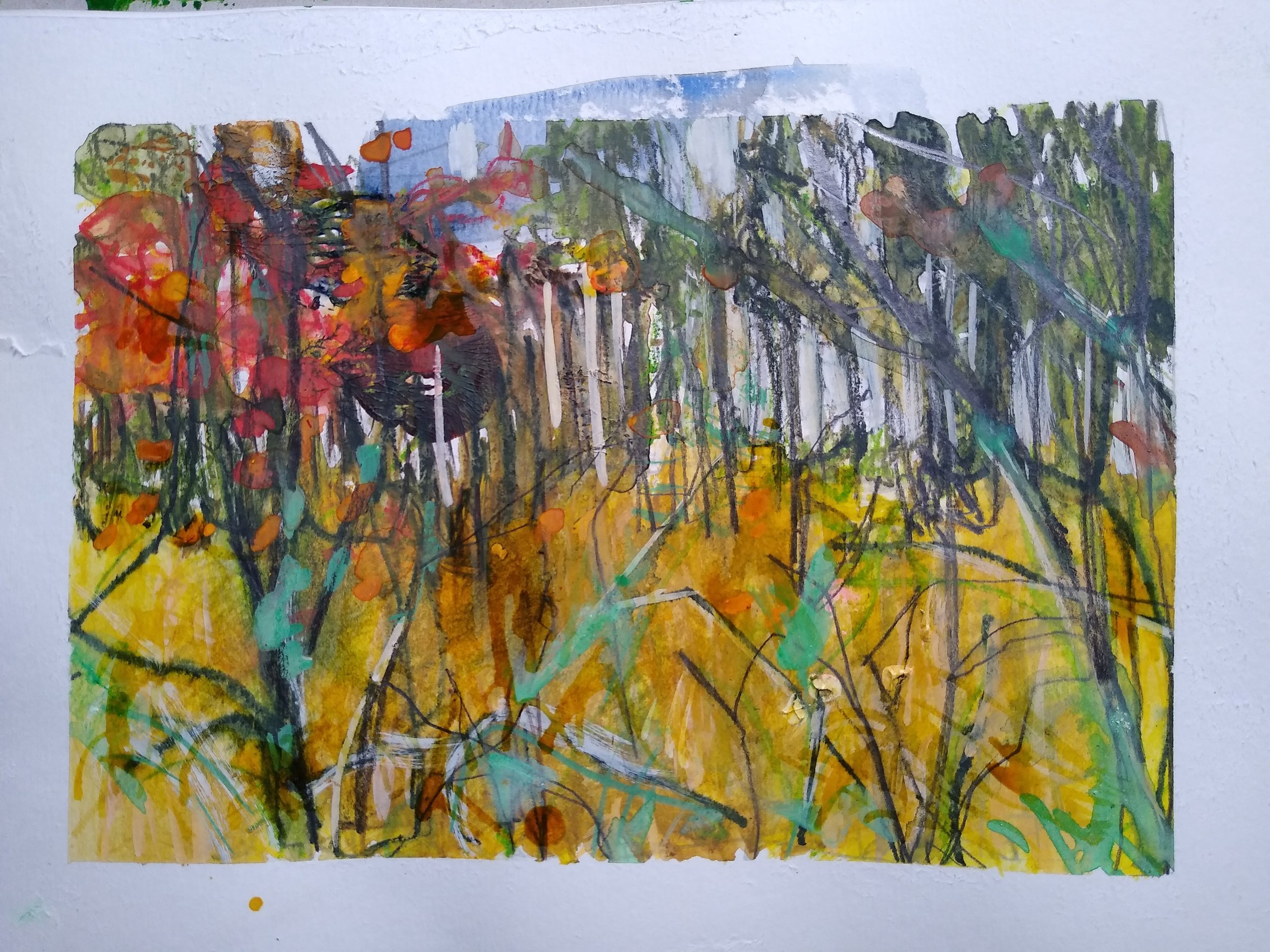 Little red abstract landscape saskatchewan art mixed media.jpg