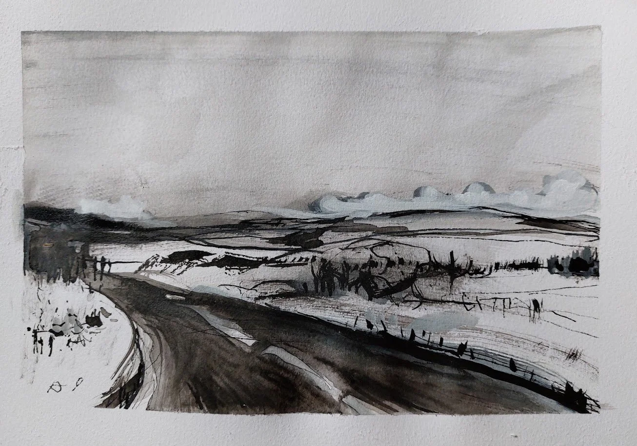 Northumberland winter landscape loose expressive ink.jpg