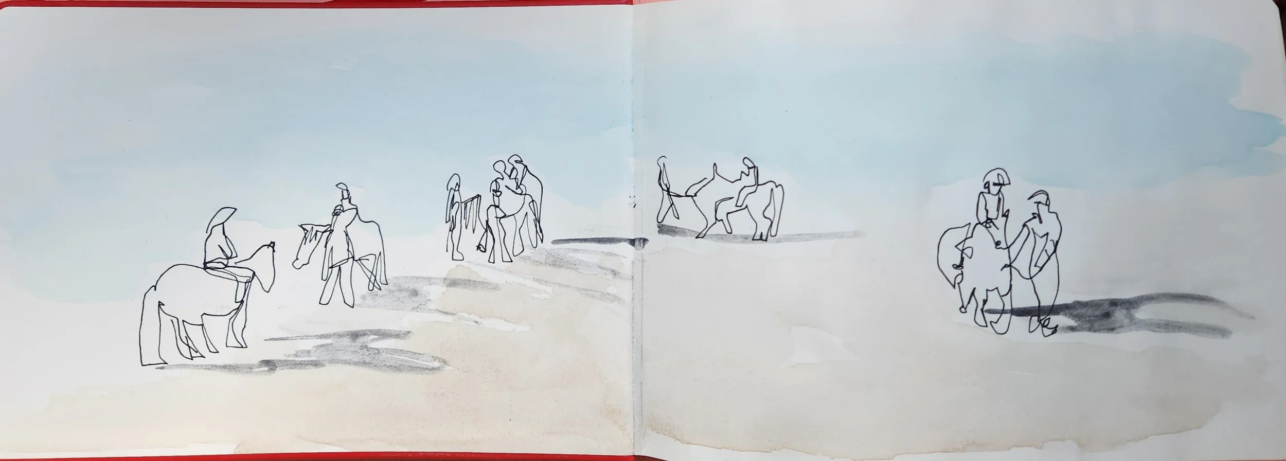 Ponies illustration riding northumberland sketch art.jpg