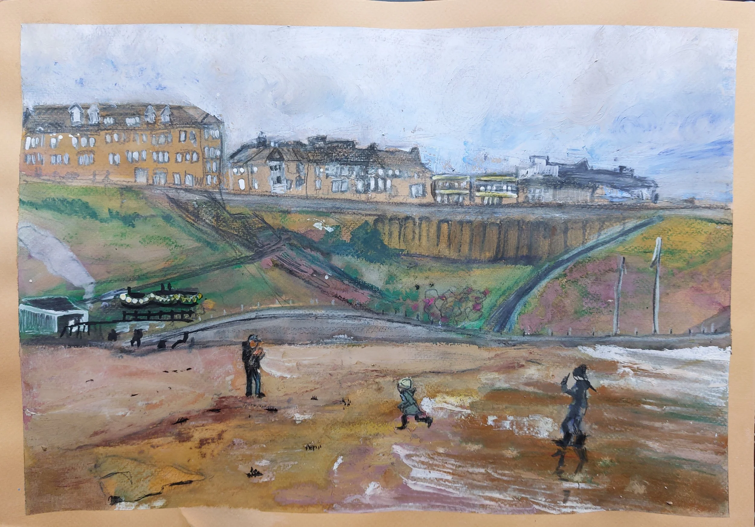 King edwards bay tynemouth february art painting mixed media fish shack.jpg