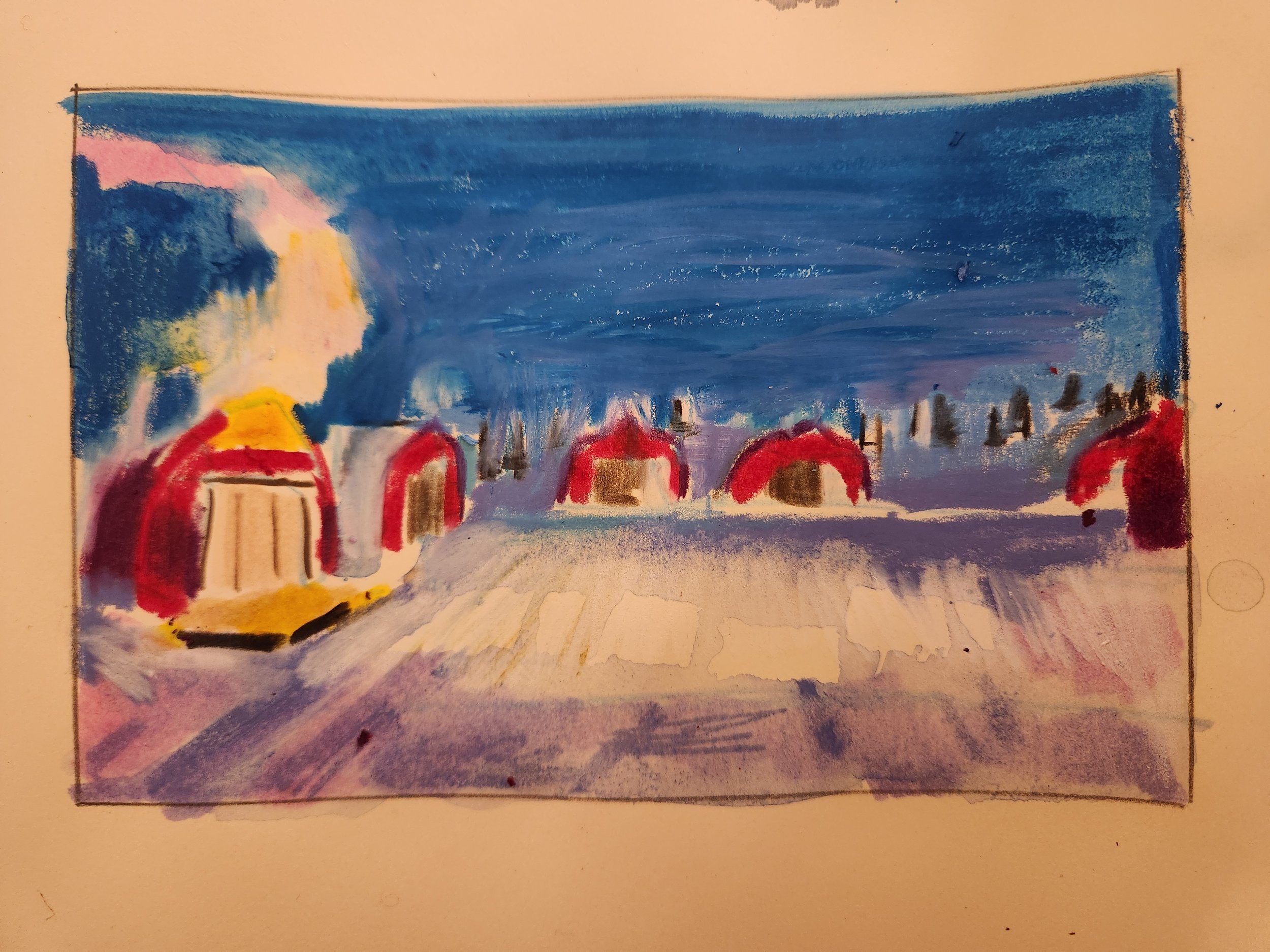 Exploration camp winter mixed media saskatchewan bush art.jpg