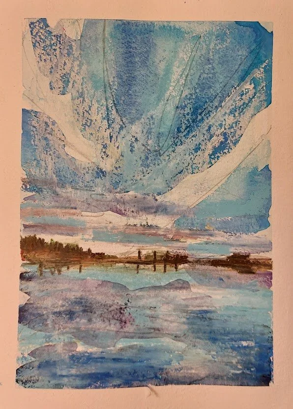 Lac la ronge sky water reflection islands painting.jpg